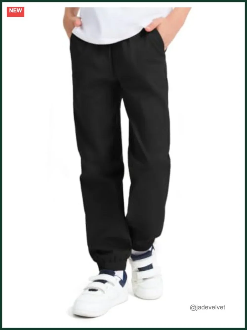 Cotton Blend Pull On Jogger Pants Boys School Uniform with Pockets